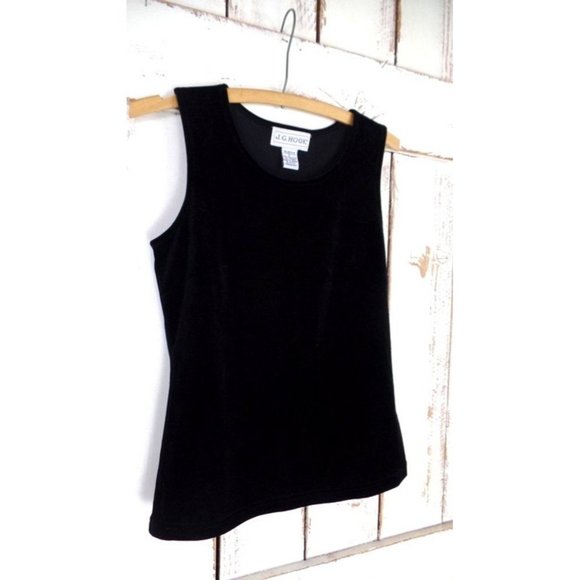 90s vintage black velour velvet shell tank top/sleeveless velvet top/small - Picture 2 of 6
